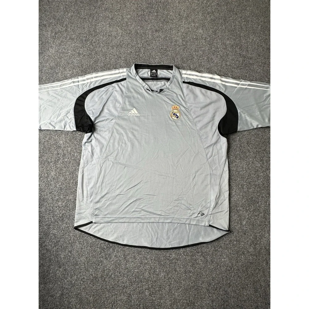Mens Soccer Real Madrid Grey Adidas Climacool Goalkeeper Jersey 2004, Size XL